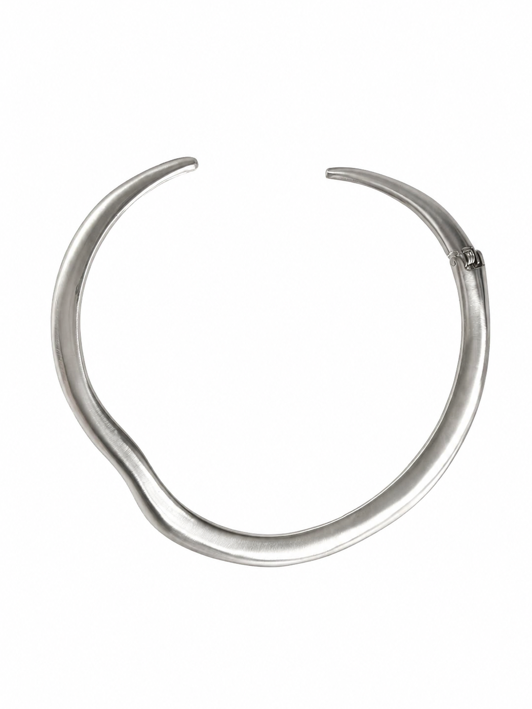 rhodium plated sculptural choker necklace | Crescent of Eclipse asymmetrical statement collar jewelry for women