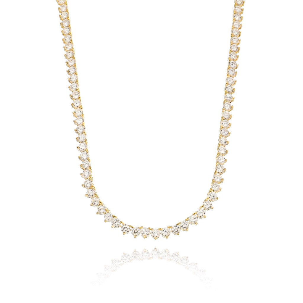 18K Gold-Plated Riviera Necklace with Handset Zirconia Stones