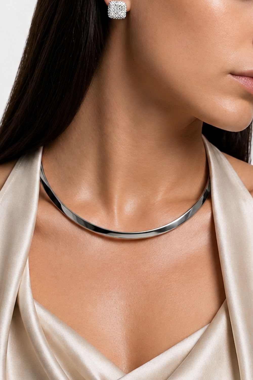The Executive Arc Slim | Rhodium Plated Choker Necklace