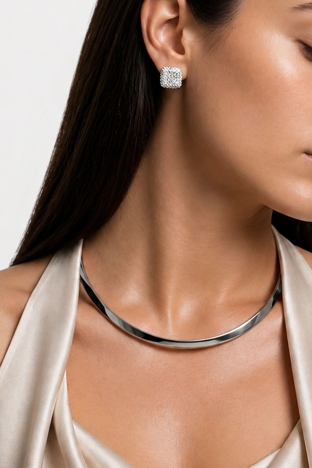 The Executive Arc Slim | Rhodium Plated Choker Necklace