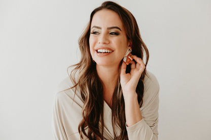 18K Gold-Plated Contemporary Sculptural Earrings with Zirconia Trim