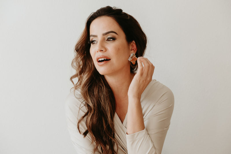 18K Gold-Plated Contemporary Sculptural Earrings with Zirconia Trim