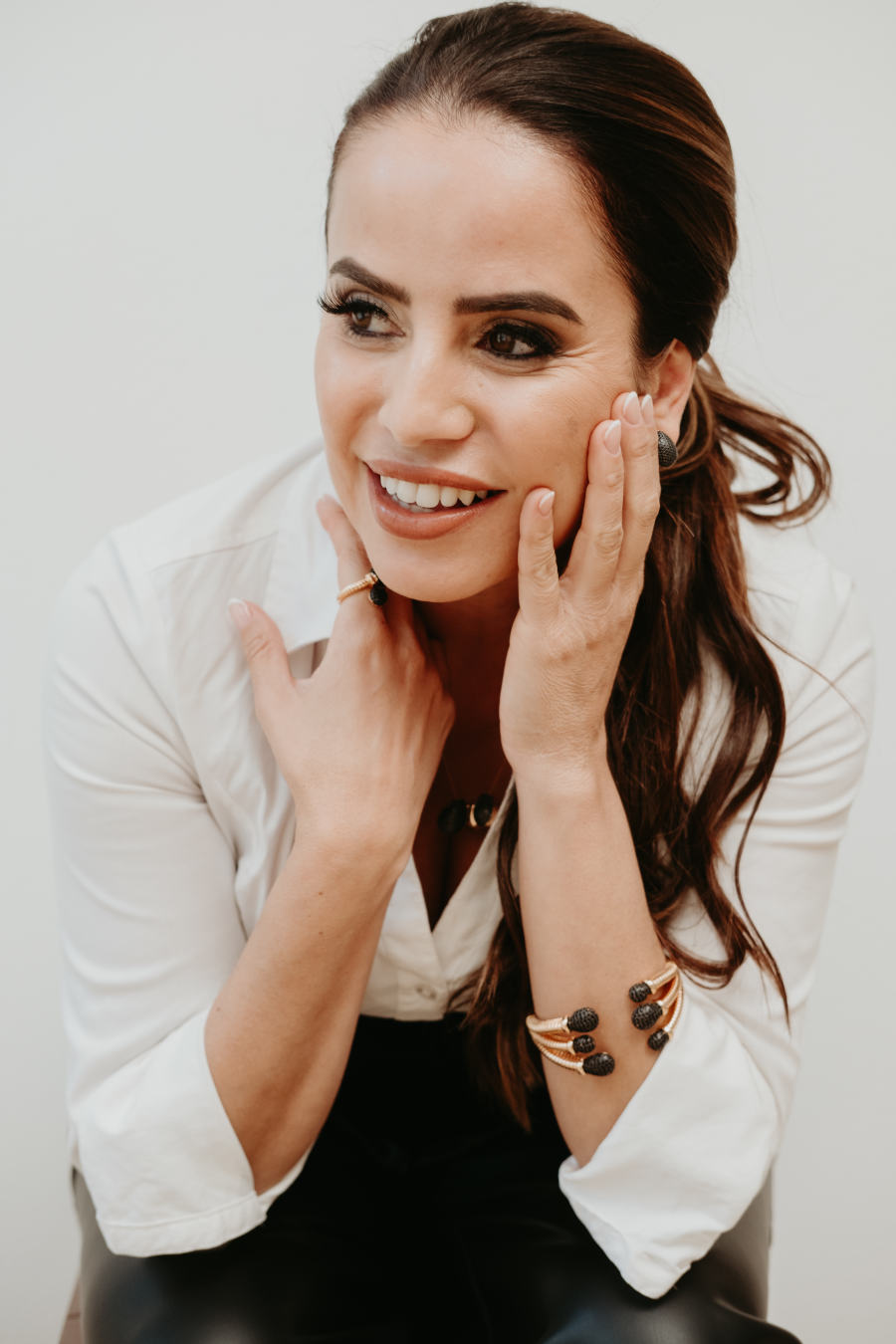 The Eclipse In Black | 18K Gold Plated Adjustable Bracelet with Black Zirconia