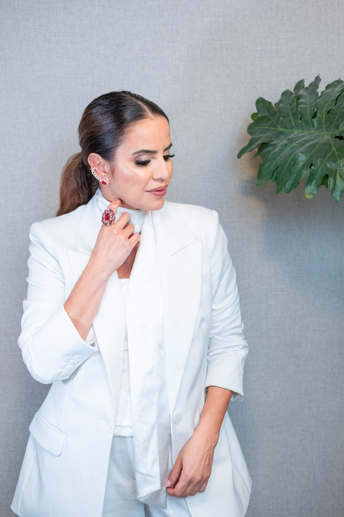 18K Gold Plated Oval Red Fusion Stone Ring