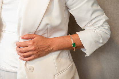 18K Gold Plated Bracelet with Zirconia and Emerald Fusion Stone