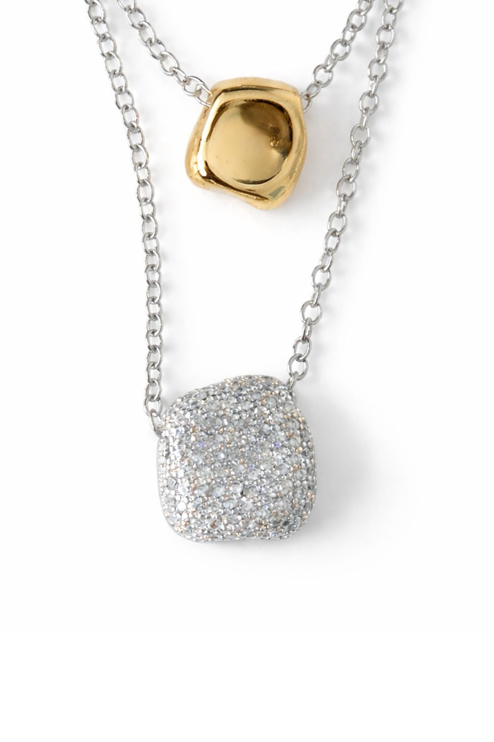 The Aura Pavé | 18K Gold Pendant &amp; Zirconia Stone Pendant Necklace In a Rhodium Finish
