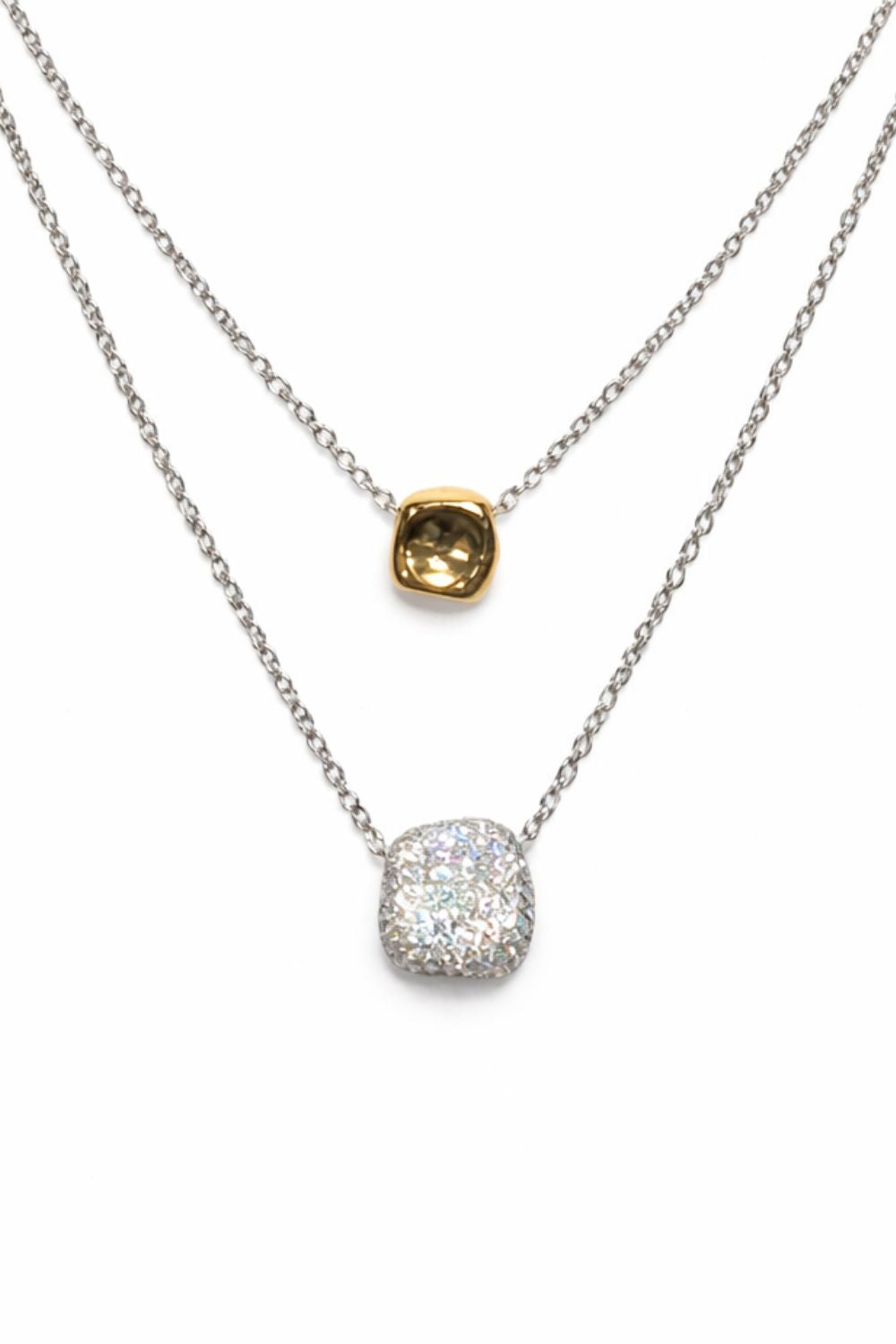 The Aura Pavé | 18K Gold Pendant &amp; Zirconia Stone Pendant Necklace In a Rhodium Finish