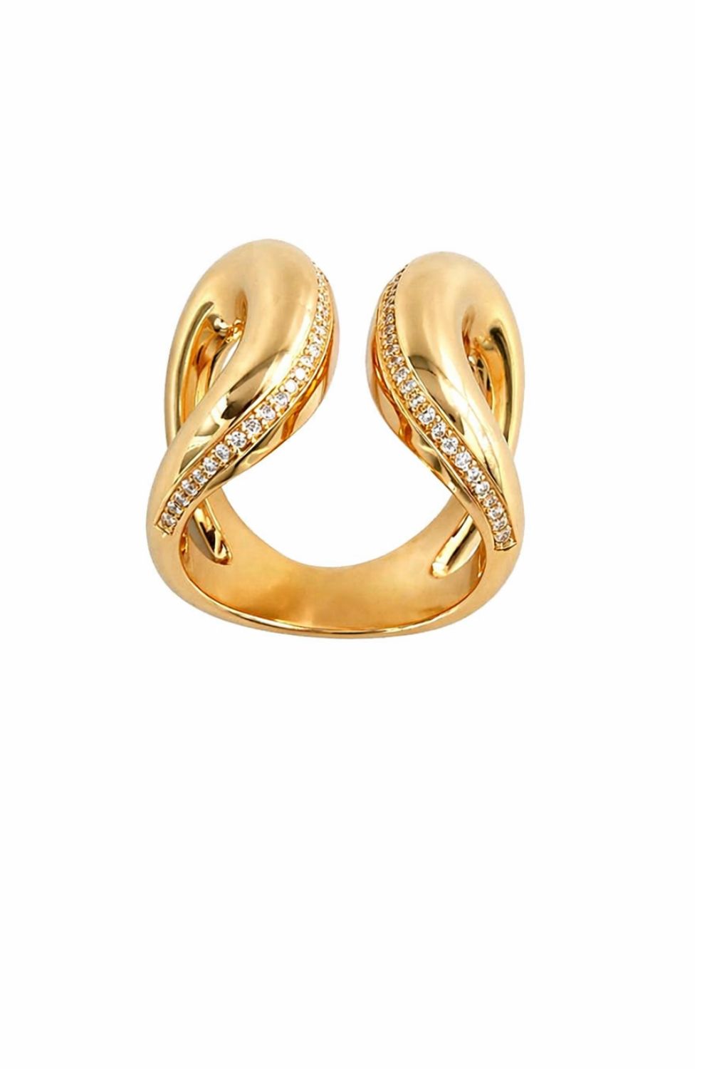 The Palm Sway | 18K Gold &amp; Zirconia Stone Sculptural Statement Ring