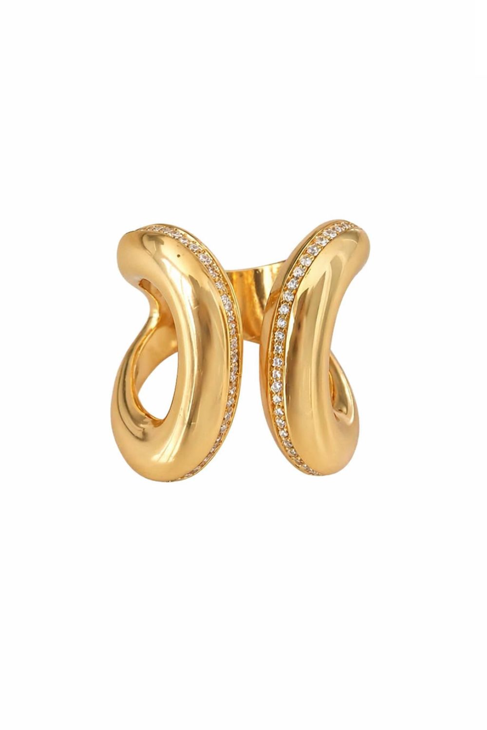 The Palm Sway | 18K Gold &amp; Zirconia Stone Sculptural Statement Ring