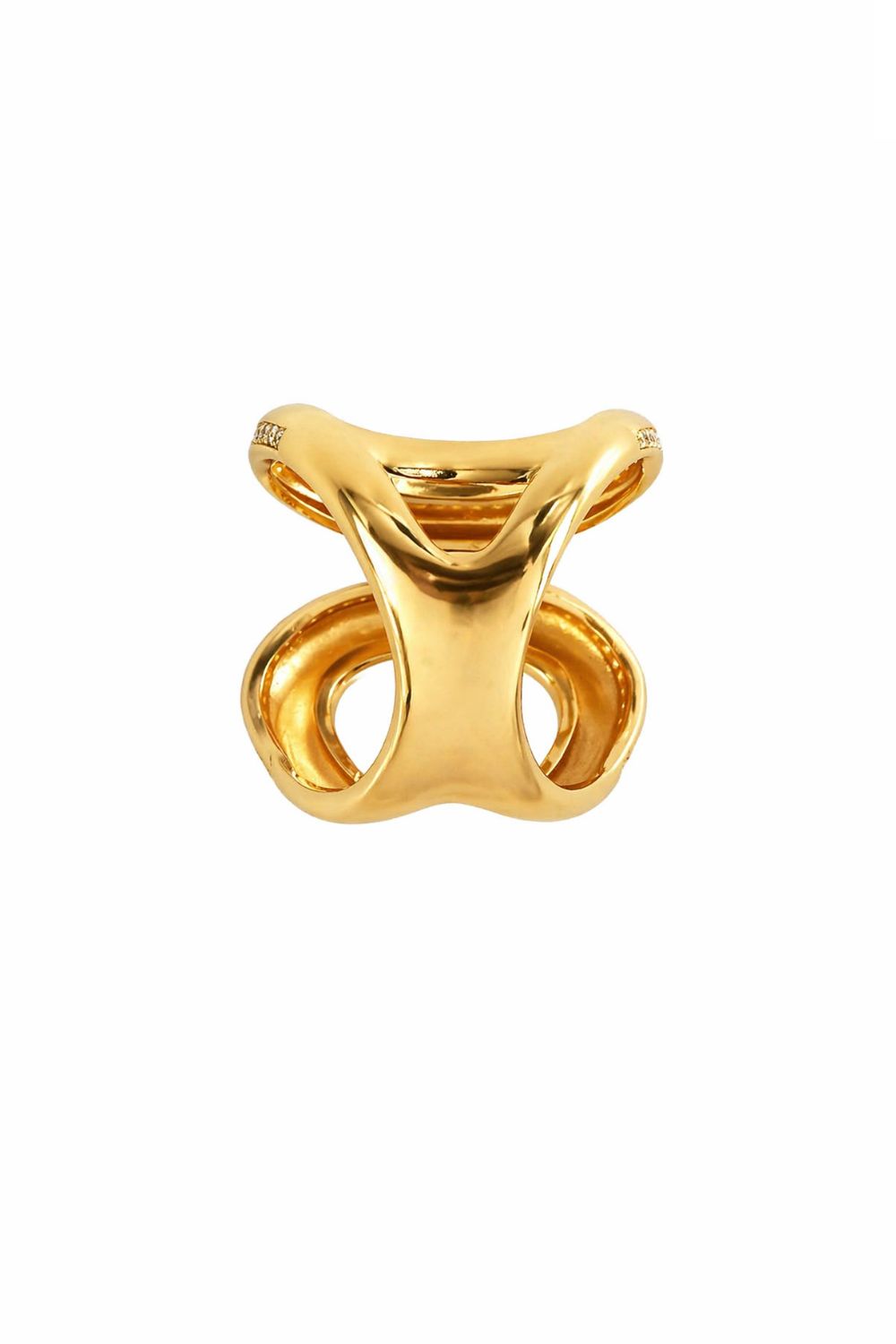 The Palm Sway | 18K Gold &amp; Zirconia Stone Sculptural Statement Ring