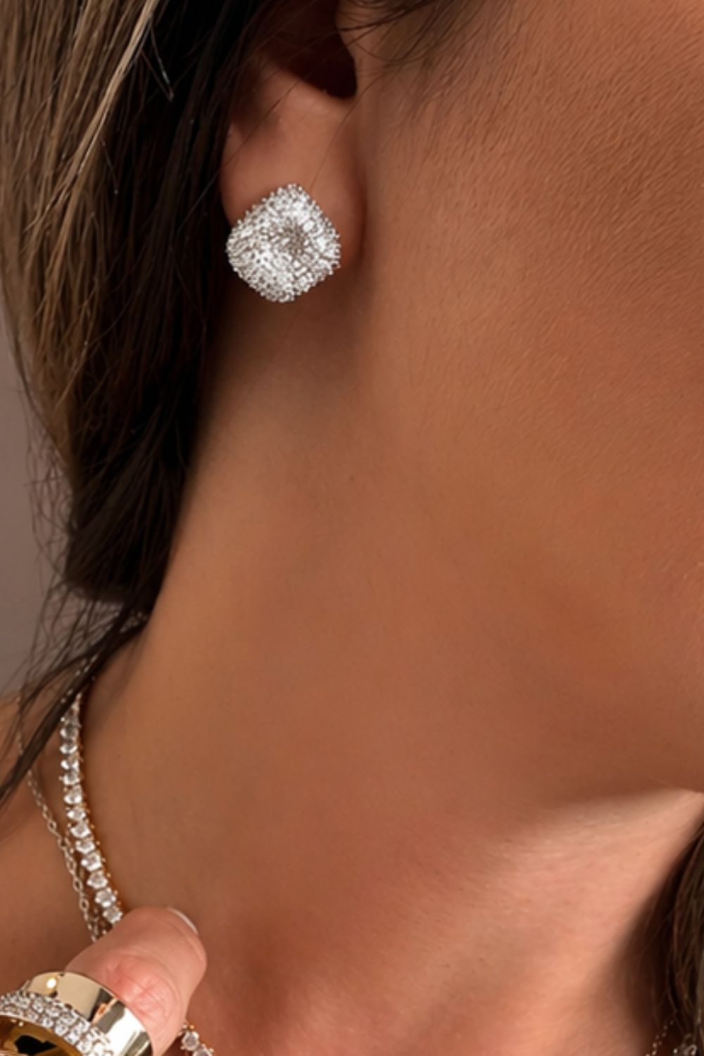 The Aura Pavé | Zirconia Stone Earrings In a Rhodium Finish
