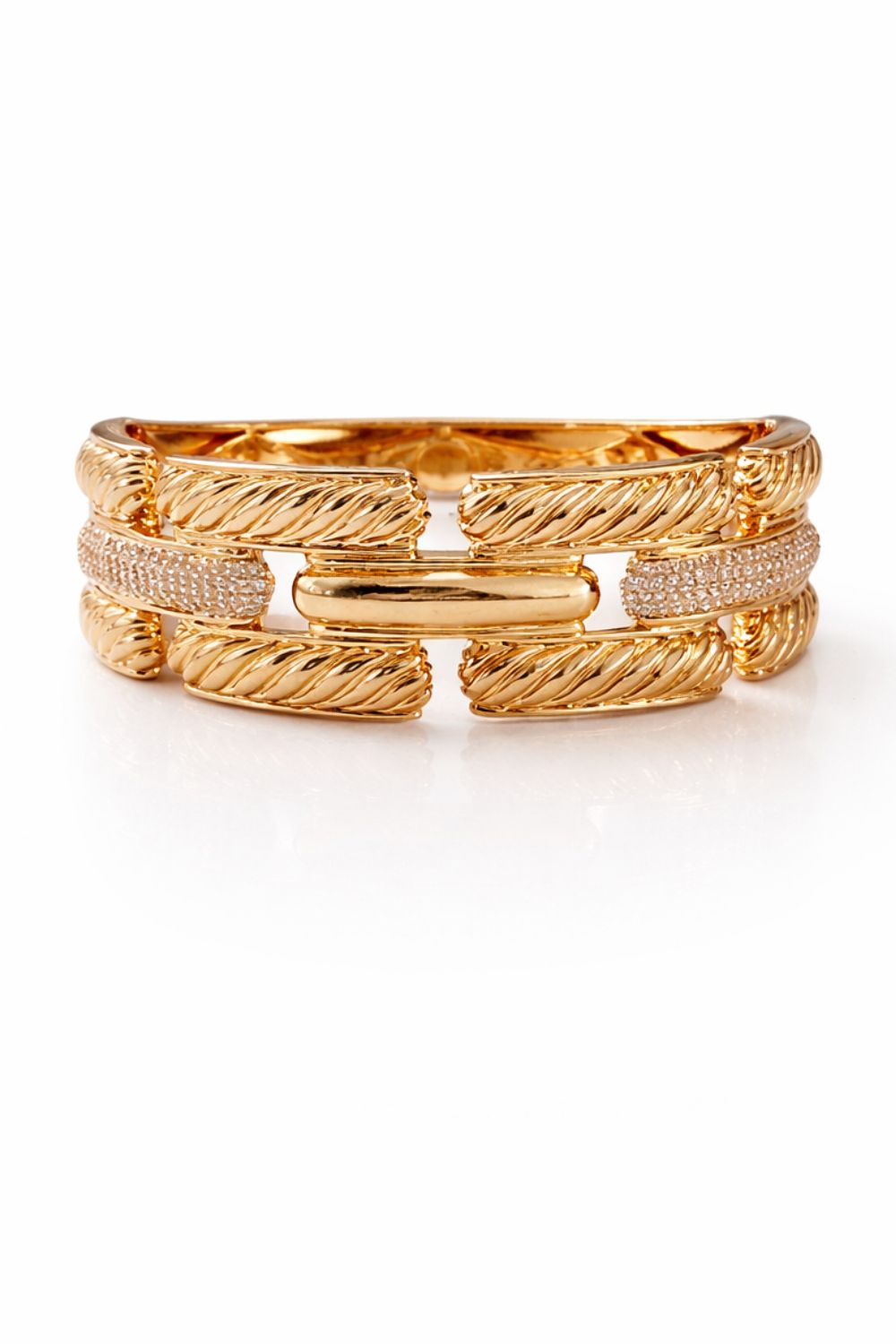 18K gold plated cuff bracelet with zirconia | Aurelia Cuff bold statement jewelry for women luxury wrist styling