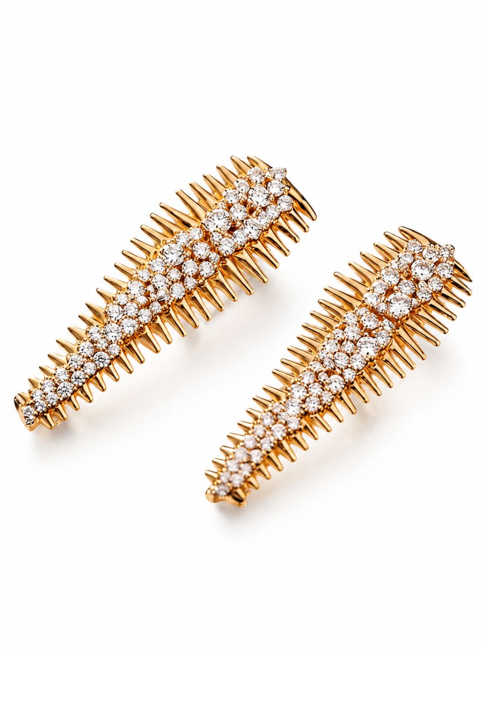 18K gold plated elongated zirconia statement stud earrings cascading luxury drop earrings for women