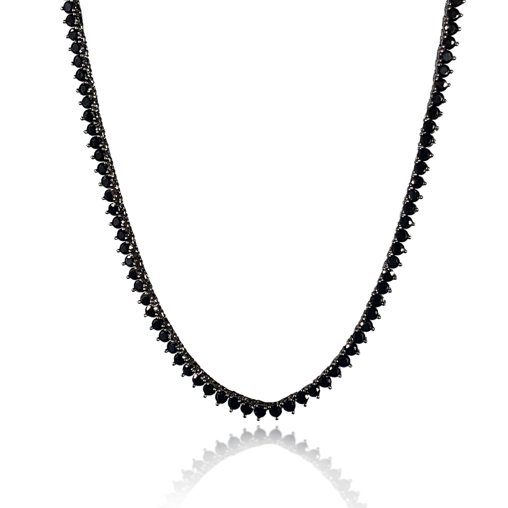 rhodium plated black zirconia Riviera necklace | Midnight Cathedral tennis necklace sleek luxury jewelry for women