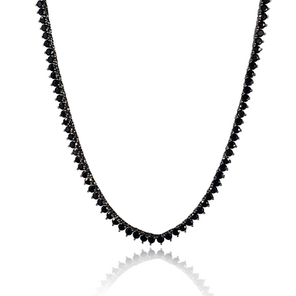 rhodium plated black zirconia Riviera necklace | Midnight Cathedral tennis necklace sleek luxury jewelry for women