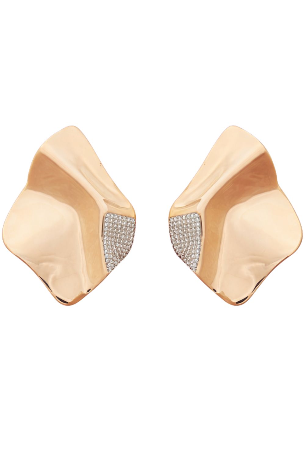Ce La Vi 18K gold plated sculptural statement earrings with bold contemporary design
