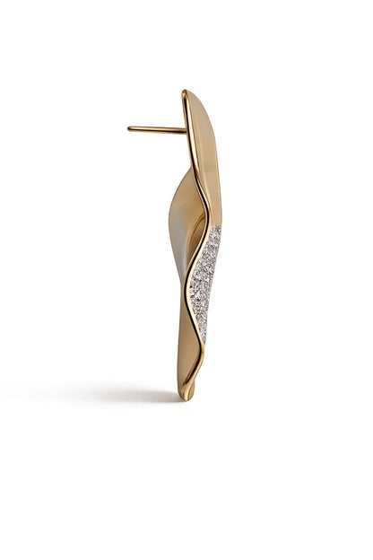 18K gold plated earrings with organic curves and bold face framing sculptural design