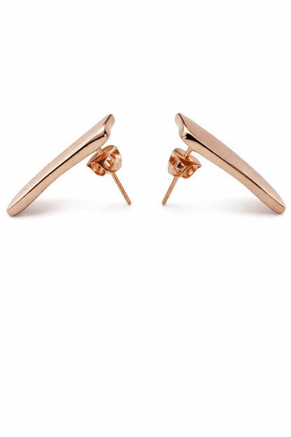 geometric gold stud earrings organic contoured square design modern statement jewelry
