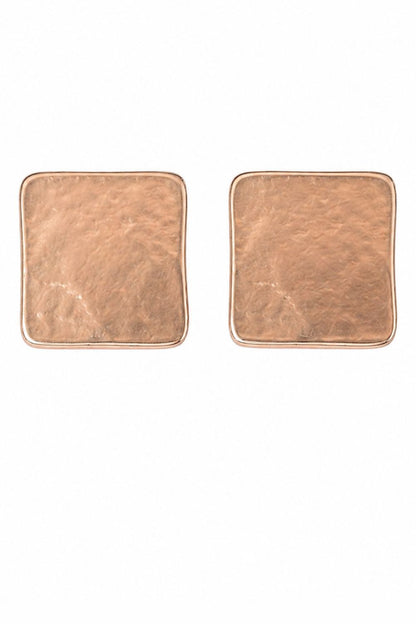 18K gold plated sculptural statement stud earrings | Costa Dorata textured square earrings luxury jewelry for women
