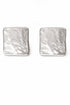 rhodium plated sculptural statement stud earrings | Costa Dorata textured square earrings modern luxury jewelry for women