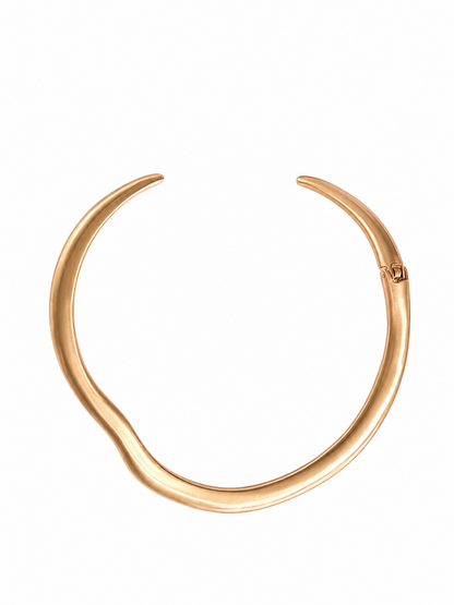 18K gold plated sculptural choker necklace | Crescent of Eclipse asymmetrical statement collar jewelry for women