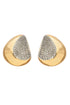 Bold 18K gold plated zirconia earrings with rounded teardrop silhouette and contemporary statement design