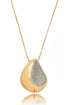 18K gold plated teardrop pendant necklace featuring polished gold and brilliant clear zirconia detailing