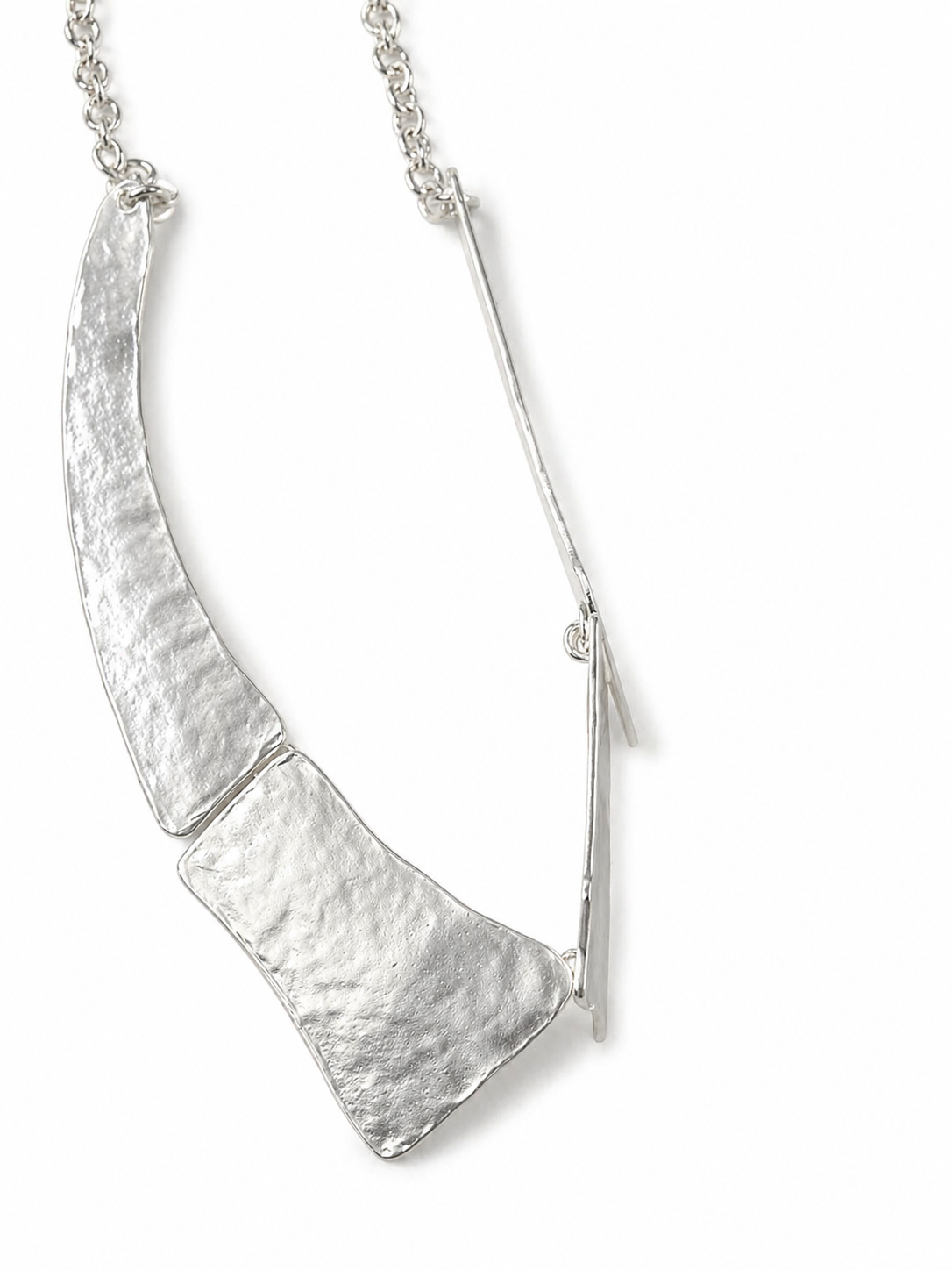 structured rhodium collar necklace geometric and tapered design bold modern statement jewelry