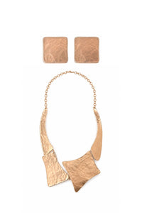 The Costa Dorata | 18K Gold Plated Sculptural Choker Necklace & Earrings Set
