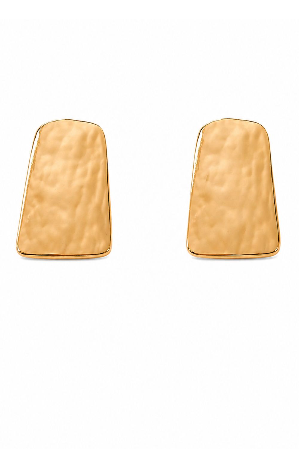 18K gold plated textured rectangle earrings | Dourada Slate sculptural statement jewelry for women