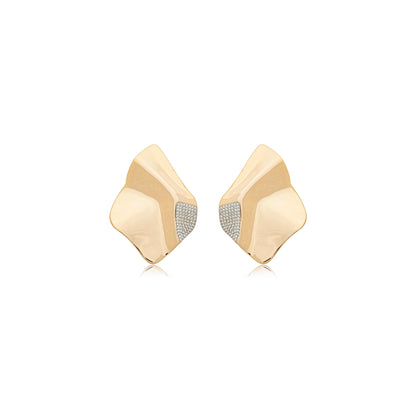 18K Gold-Plated Sculptural Earrings with Zirconia Accents