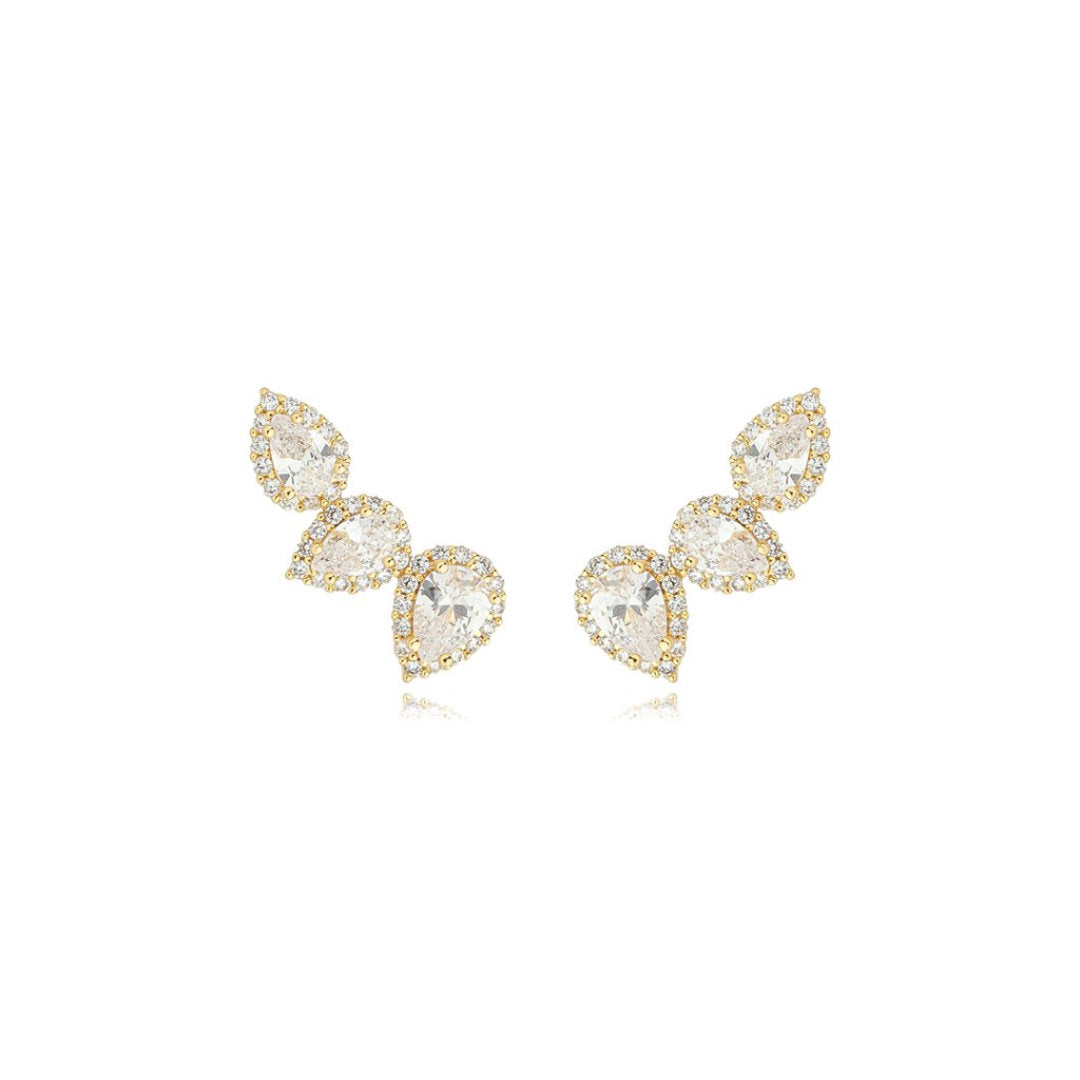 18K Gold-Plated Mini Ear Cuff with Handset Zirconia Elegant Gold Ear Climber