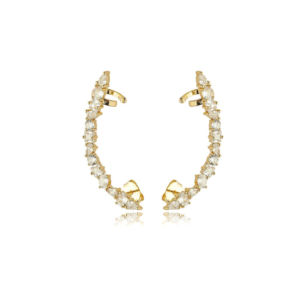 18K Gold-Plated Ear Cuff with Handset Zirconia Stones