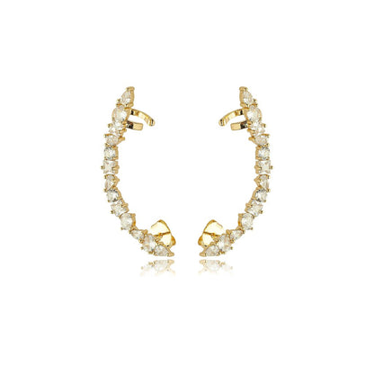 18K Gold-Plated Ear Cuff with Handset Zirconia Stones