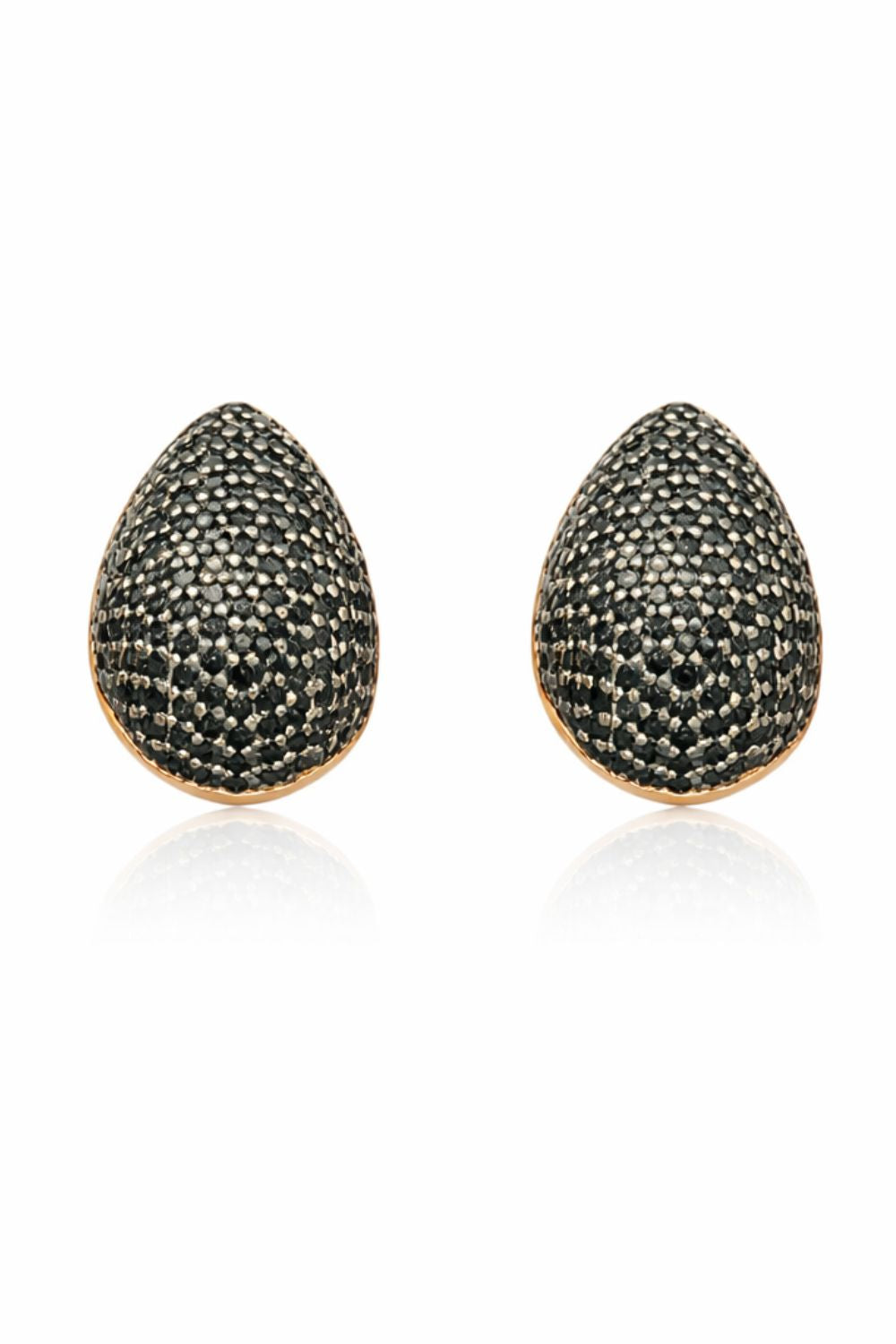 Eclipse In Black 18K gold plated earrings with handset black zirconia and bold sculptural design
