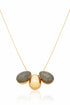 Eclipse In Black 18K gold plated necklace with three sculptural teardrop forms and black zirconia detailing