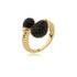 Eclipse In Black 18K gold plated adjustable ring with rounded ends handset in sparkling black zirconia