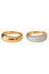 18K gold plated stackable ring set | Élise duo bands with polished gold and zirconia half pavé ring luxury jewelry