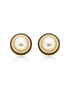 Le Vie Di Roma 18K gold plated earrings with black zirconia and luminous faux pearl accents