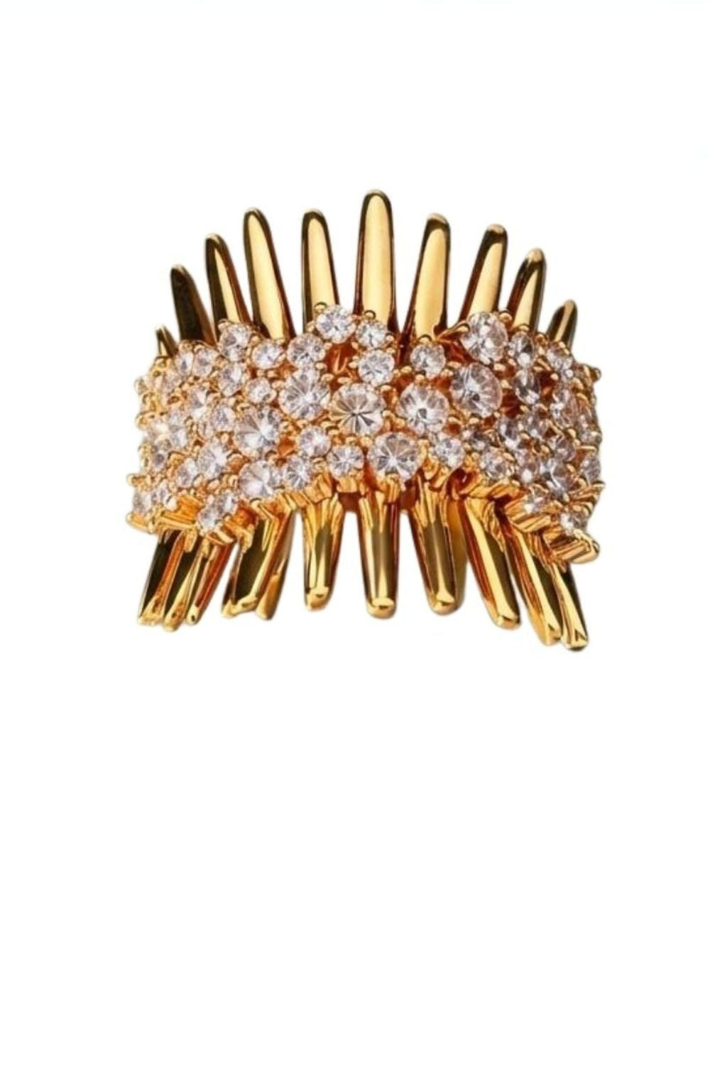 18K gold plated crown statement ring with zirconia band | Queens Gambit luxury cocktail ring for women”