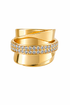 18K gold plated sculptural statement ring with zirconia band | Imperial luxury wide ring for women
