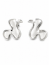 rhodium plated sculptural statement earrings | Liquid Metal asymmetrical modern luxury jewelry for women