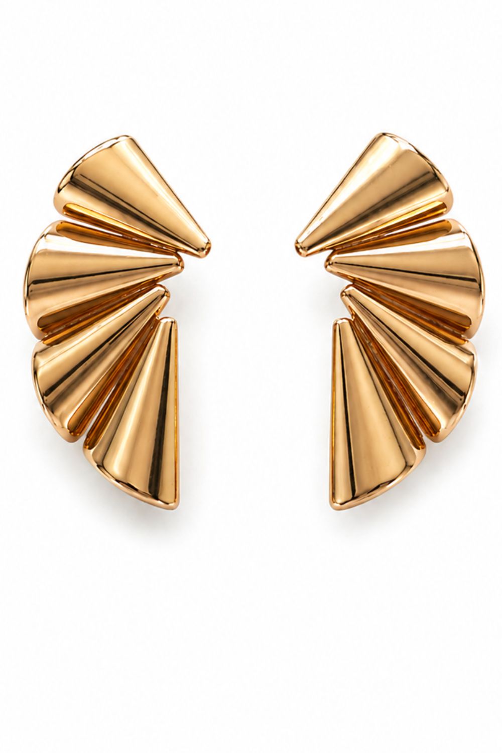 18K gold plated sculptural crescent earrings | Luna Tier asymmetrical statement jewelry for women modern luxury design