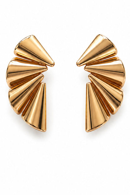 18K gold plated sculptural crescent earrings | Luna Tier asymmetrical statement jewelry for women modern luxury design