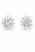 rhodium plated starburst earrings with round and baguette zirconia | Aurora Luxe statement stud earrings luxury jewelry for women