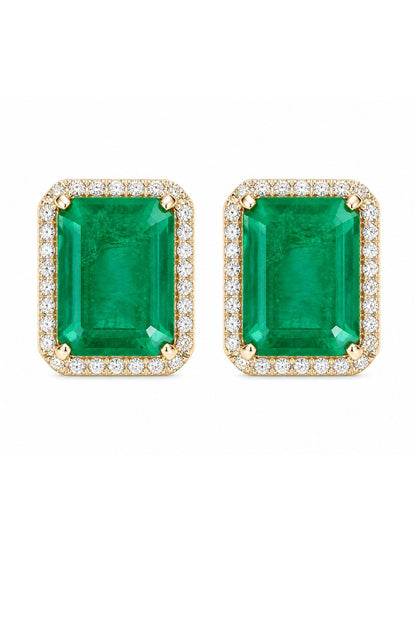 18K gold plated earrings with zirconia and emerald fusion stone | Maranhenses statement jewelry for women