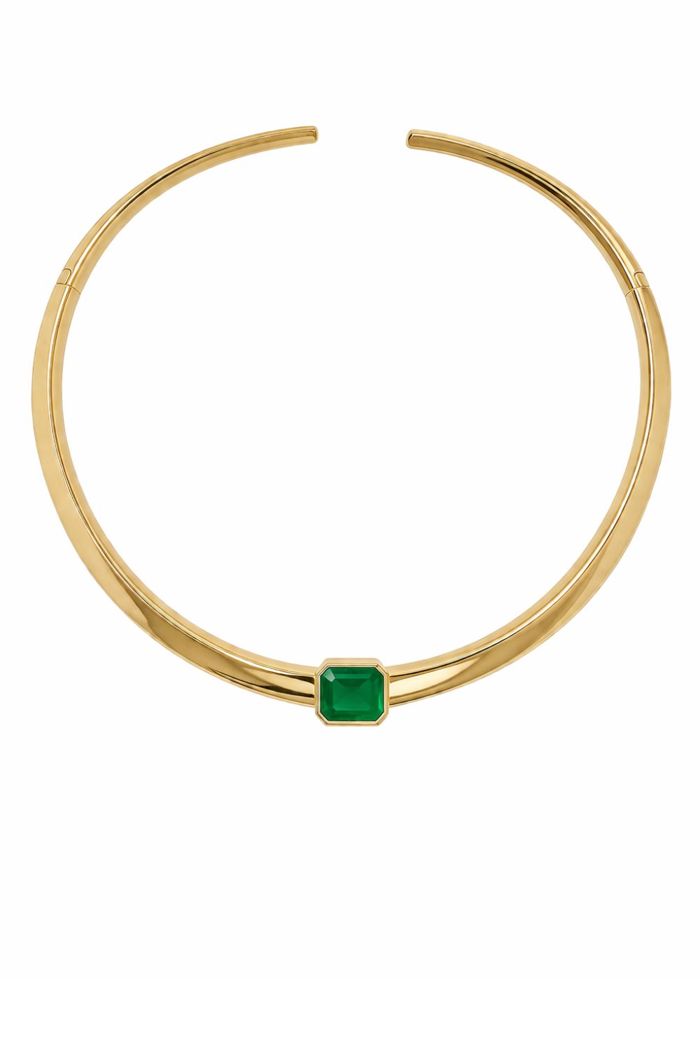 18K gold plated statement choker necklace with emerald fusion stone – Maranhenses luxury jewelry for women