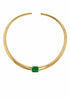 18K gold plated statement choker necklace with emerald fusion stone – Maranhenses luxury jewelry for women