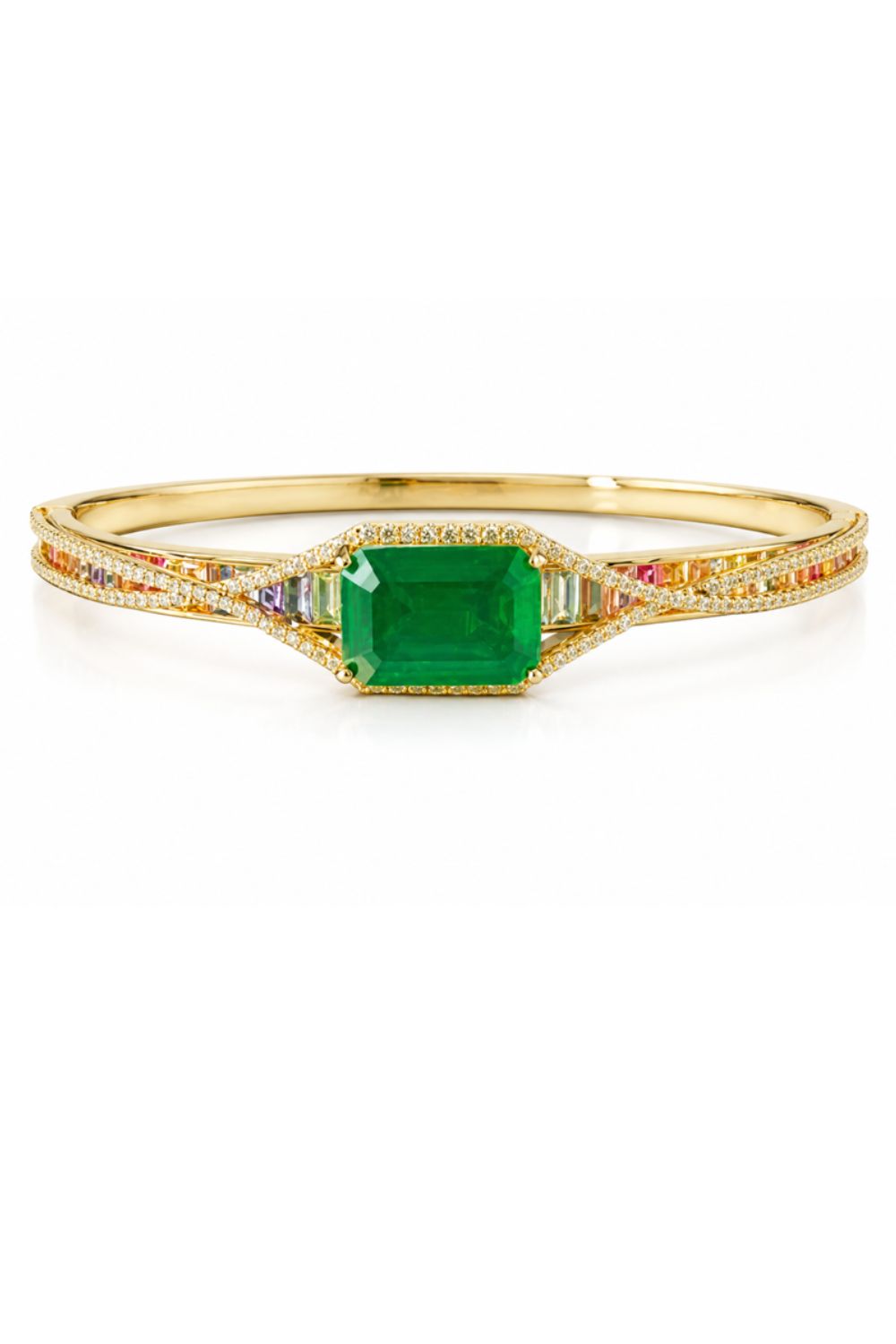 The Maranhenses | 18K Gold Plated Bracelet with Zirconia and Emerald Fusion Stone