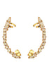 18K gold plated ear cuff earrings with handset zirconia stones and elegant curved ear climber design
